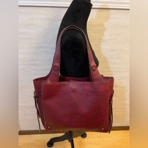 Chic Burgundy Man Made Materials Large Tote Bag